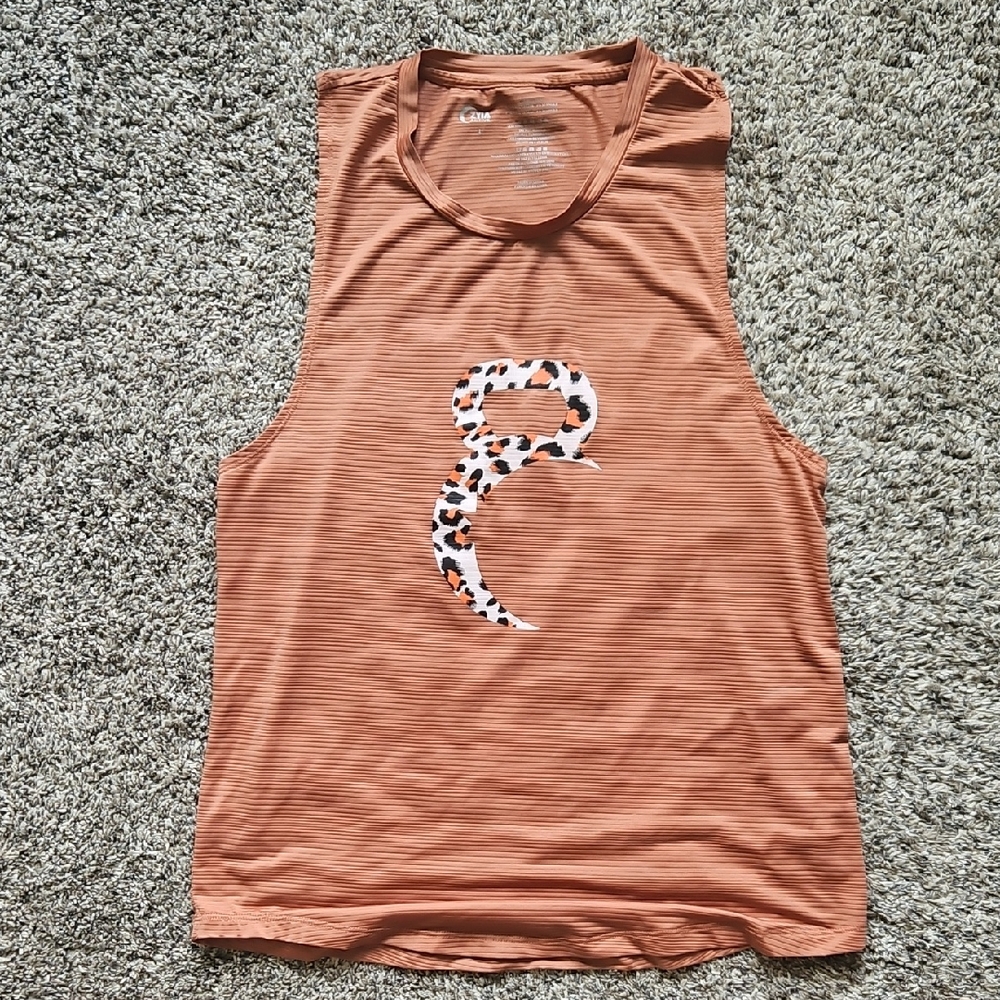 Zyia Orange Muscle Tee with Black and White Design